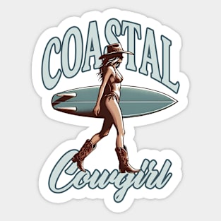 Coastal Cowgirl Surfer Sticker